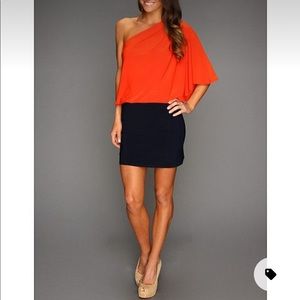 Jessica Simpson color block one shoulder mini dress